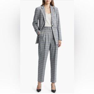 Nordstrom Women’s Glen Plaid High Waist Pleat Front Straight Leg Pants Size 8‎